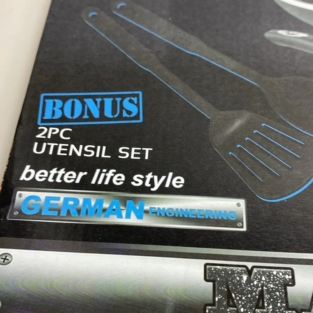$99 NEW! Heavy Duty Forged Aluminum Fry Pan 3 Piece Set + 2 Bonus Utensils